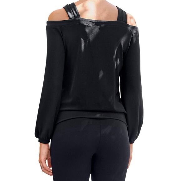 Boston Proper Cold Shoulder Double Strap Black Top Women’s Medium - Picture 2 of 6